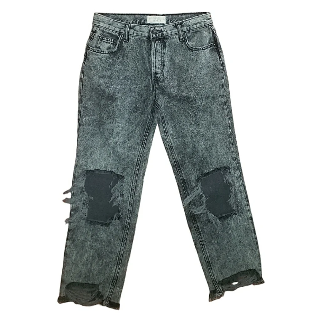 Free People We The Free Maggie Distressed Raw Hem Bottlerocket Mid-Rise Jeans 26 - Picture 3 of 16